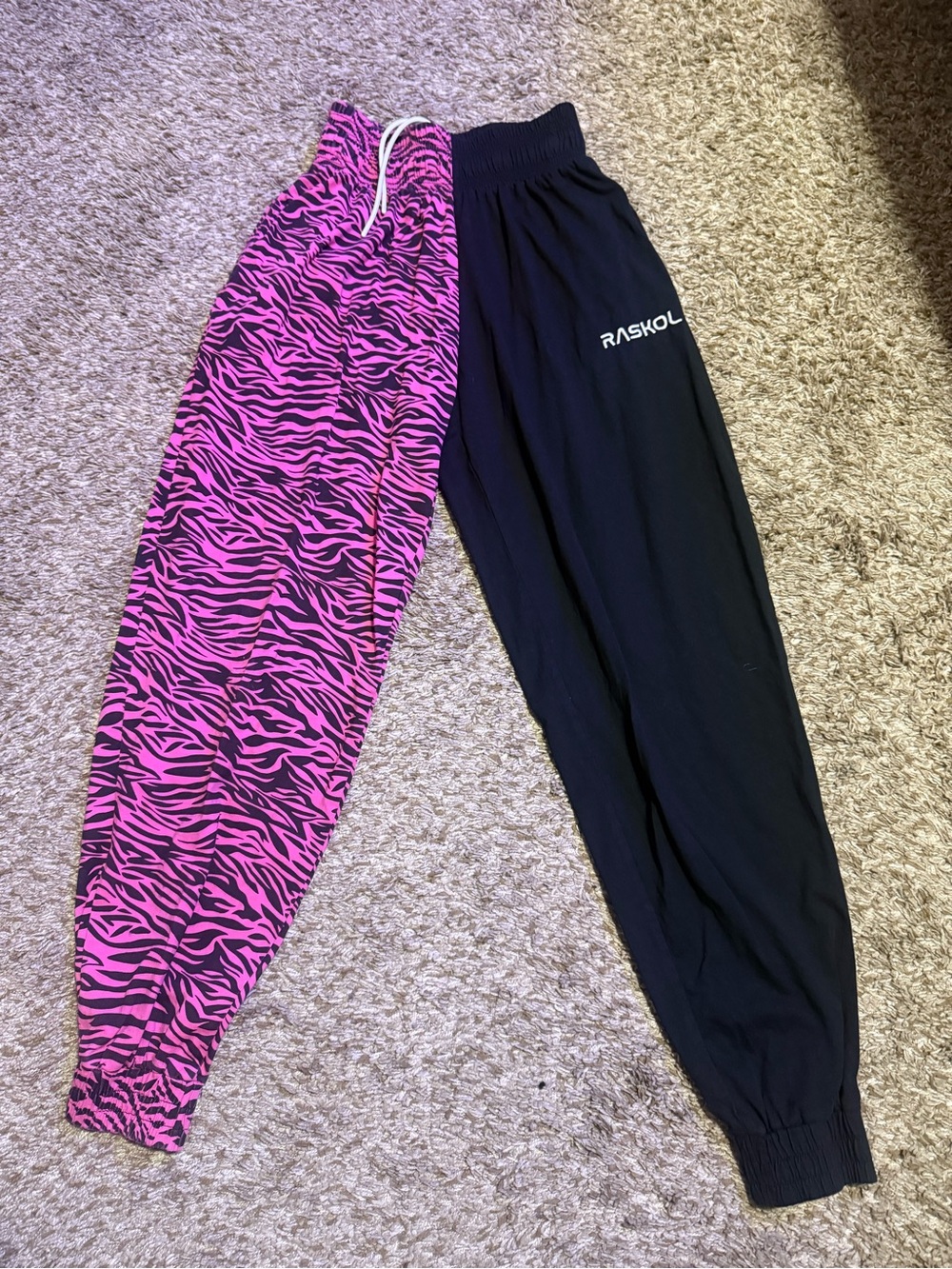 Raskol Two-Tone Women's Joggers - Black & Hot Pink Zebra